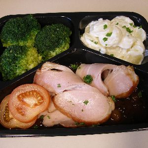 Peelham met gratin en broccoli