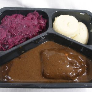 Runderstooflapje met rode kool en puree